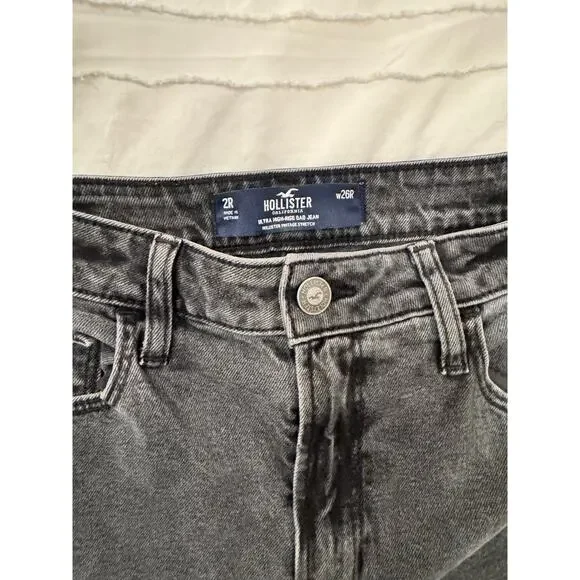 Hollister Dad Jeans Women's 2R W26R Black Distressed Y2K Grunge Skater Baddie - Picture 8 of 16